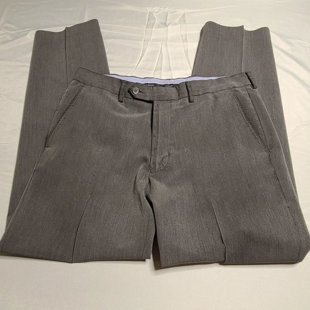 Tommy Hilfiger Mens Dress Pants 34×30 Dark Gray Preppy Stretch Soft Rayon
